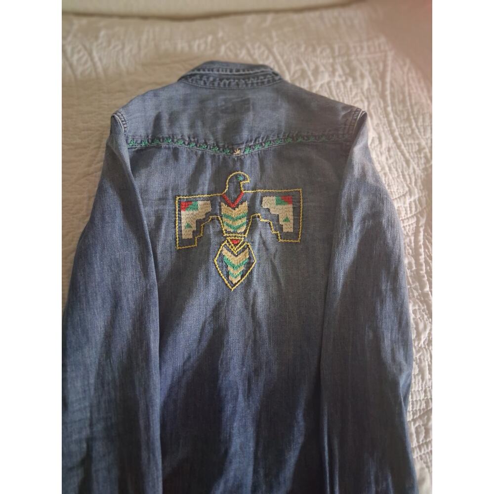 Rare Vintage Polo Ralph Lauren Western art embroidered denim boys shirt  Size 14